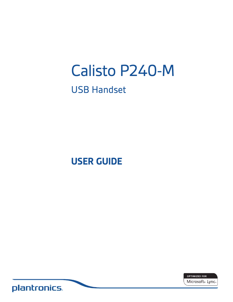 Página 1 del manual Manual de usuario Plantronics Calisto P240-M