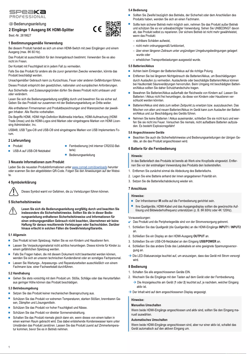 Image de la première page du manuel de l'appareil SP-HSW-300