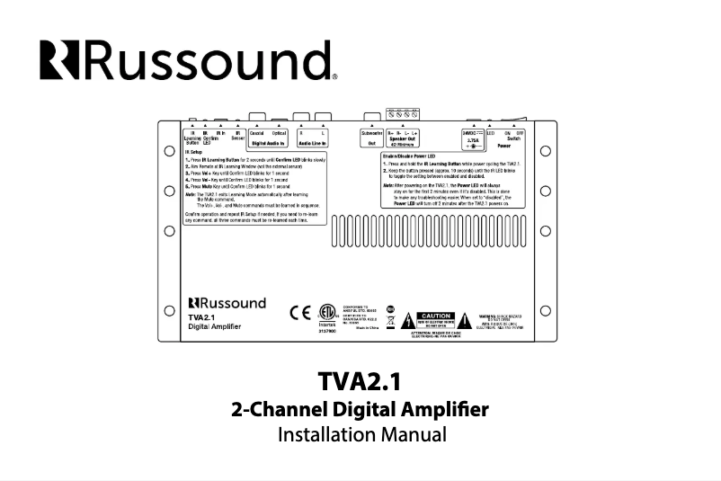 Image de la première page du manuel de l'appareil TVA2.1