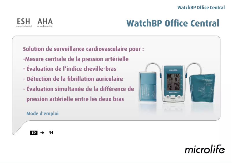 Page 1 de la notice Manuel utilisateur Microlife WatchBP Office
