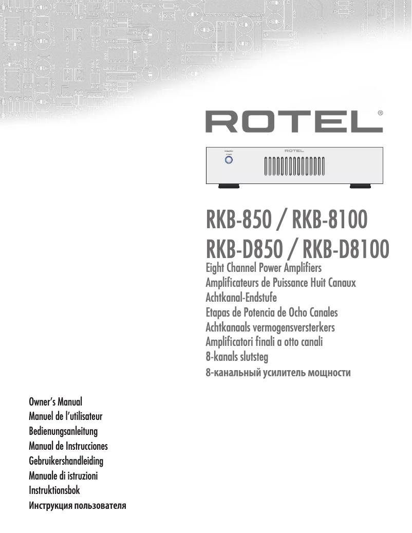 Page n°1 - Manuel utilisateur Rotel RKB-8100 V2