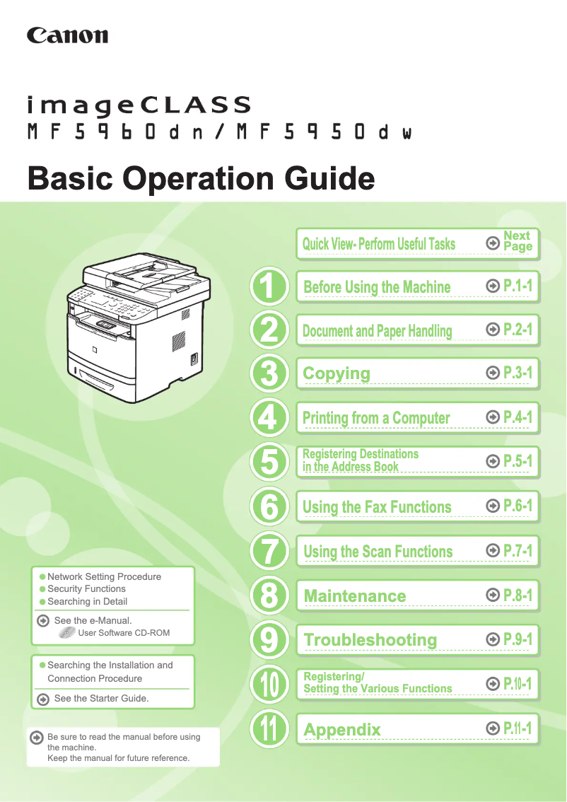 Page 1 de la notice Manuel utilisateur Canon imageCLASS MF5960DN