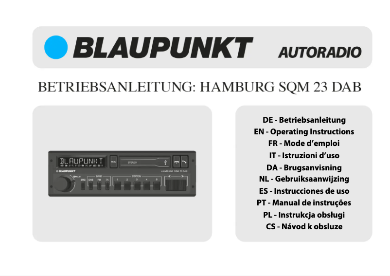 Page n°1 - Manuel utilisateur Blaupunkt Hamburg SQM 23 DAB