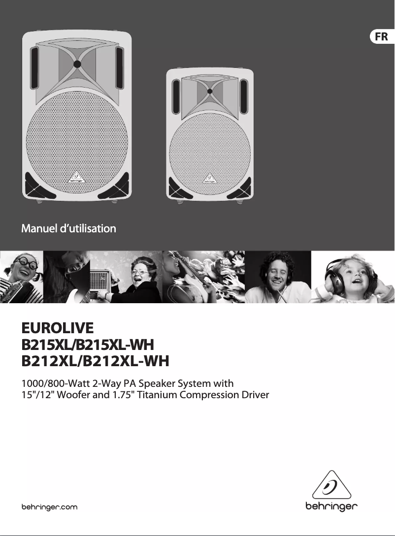 Page 1 de la notice Manuel utilisateur Behringer Eurolive B212XL