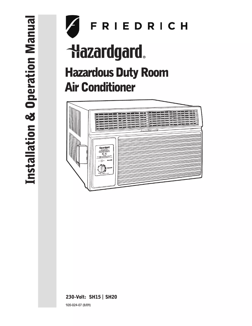 Page n°1 - Manuel utilisateur Friedrich Hazardgard SH15M30