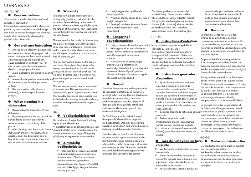 Page 1 de la notice Manuel utilisateur Ernesto HG02499A