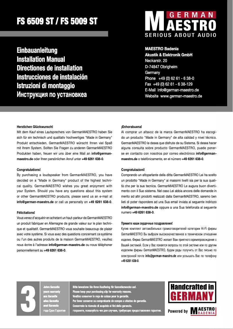 Página 1 del manual Manual de usuario German Maestro FS 6509 ST