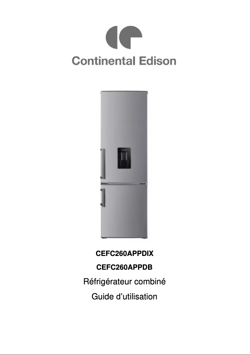 Page 1 de la notice Manuel utilisateur Continental Edison CEFC260APPDB