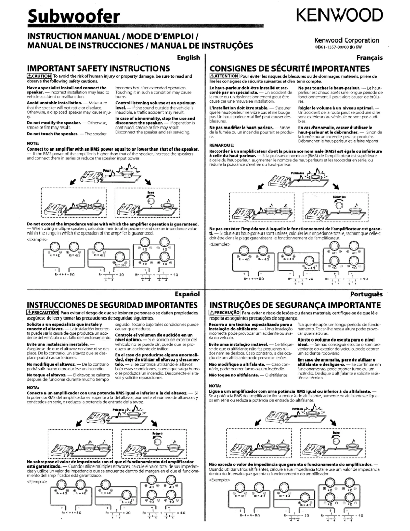 Page n°1 - Manuel utilisateur Kenwood Excelon XR-W12F