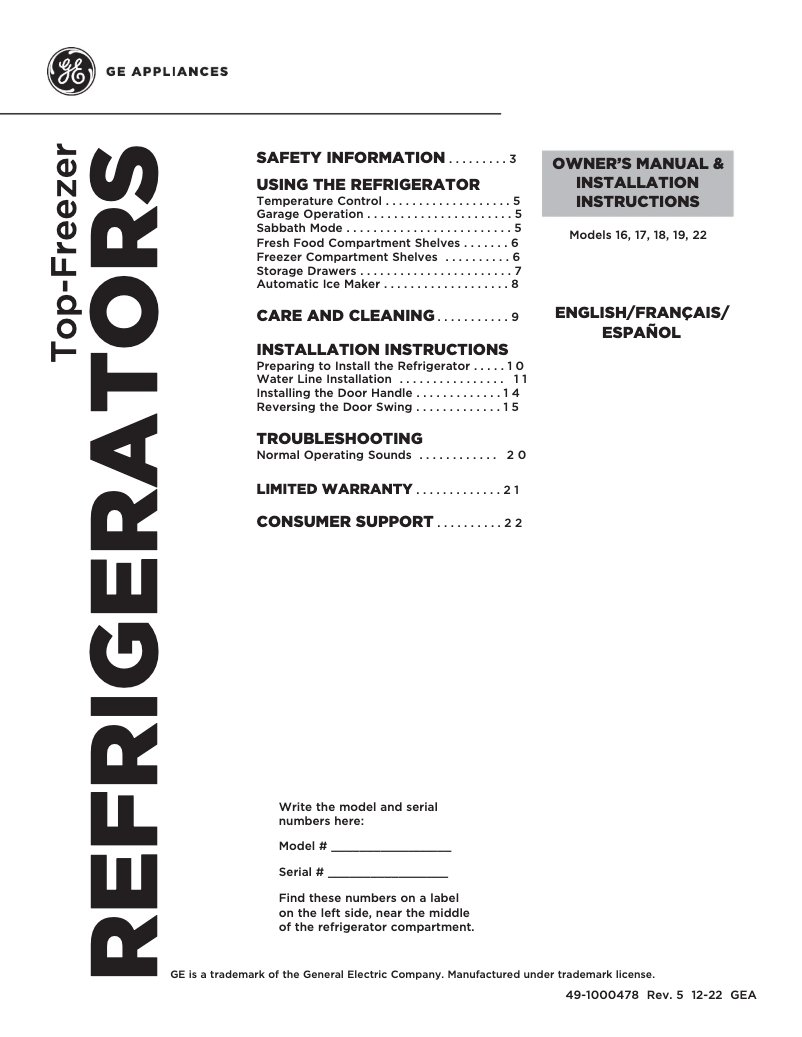 Page n°1 - Guide d'installation Hotpoint HPS18BGNRSH