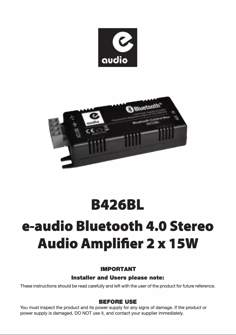 Page n°1 - Manuel utilisateur E-Audio B426BL