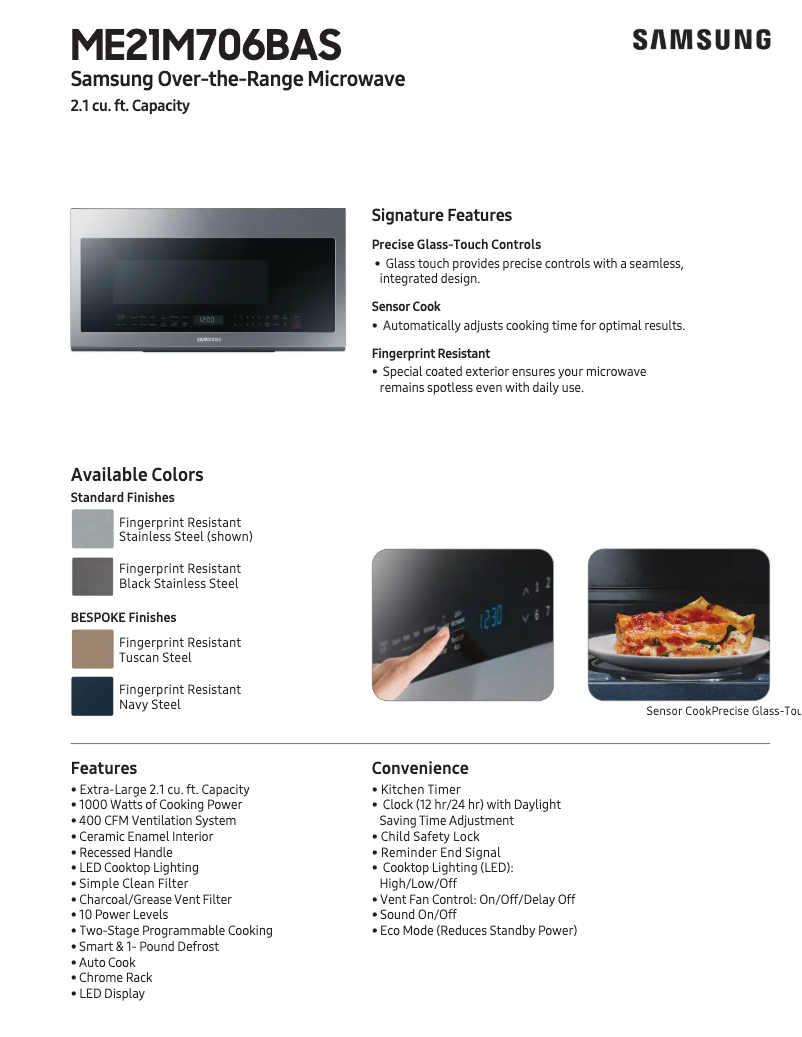 Image de la première page du manuel de l'appareil ME21A706BQN