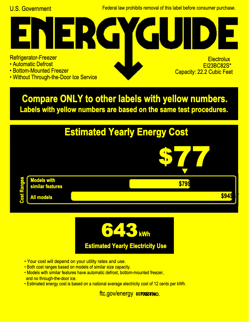 Page n°1 - Label énergétique Electrolux EI23BC82SS