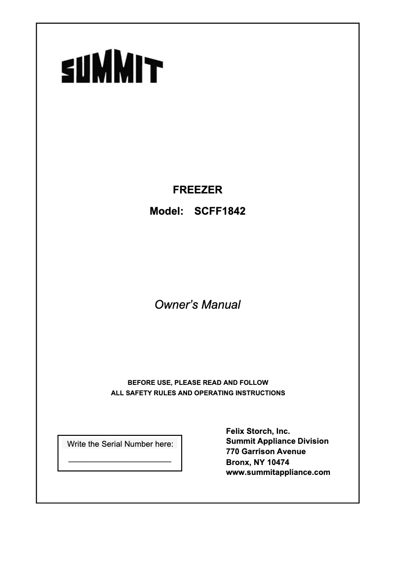 Image de la première page du manuel de l'appareil SCFF1842