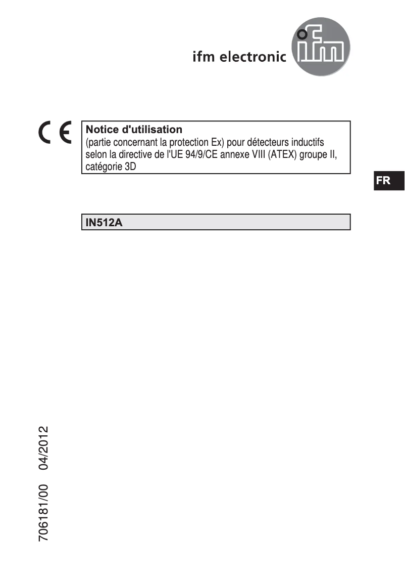 Page 1 de la notice Manuel utilisateur IFM IN512A