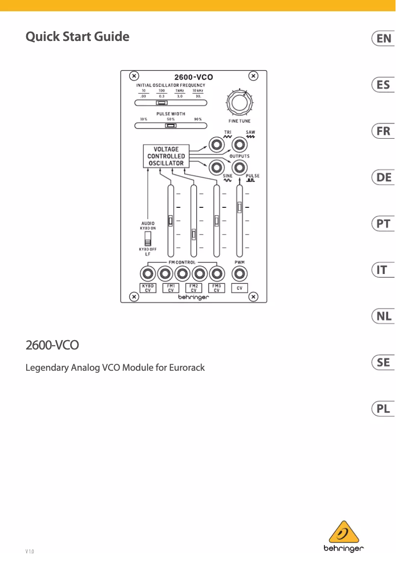 Página 1 del manual Manual de usuario Behringer 2600-VCO