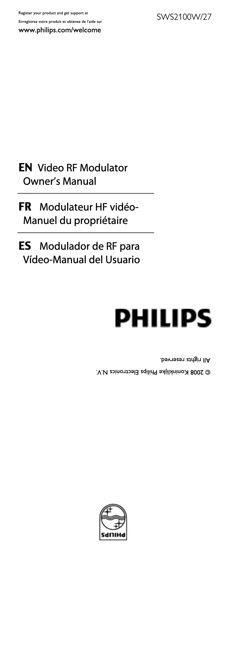 Page 1 de la notice Manuel utilisateur Philips SWS2100W