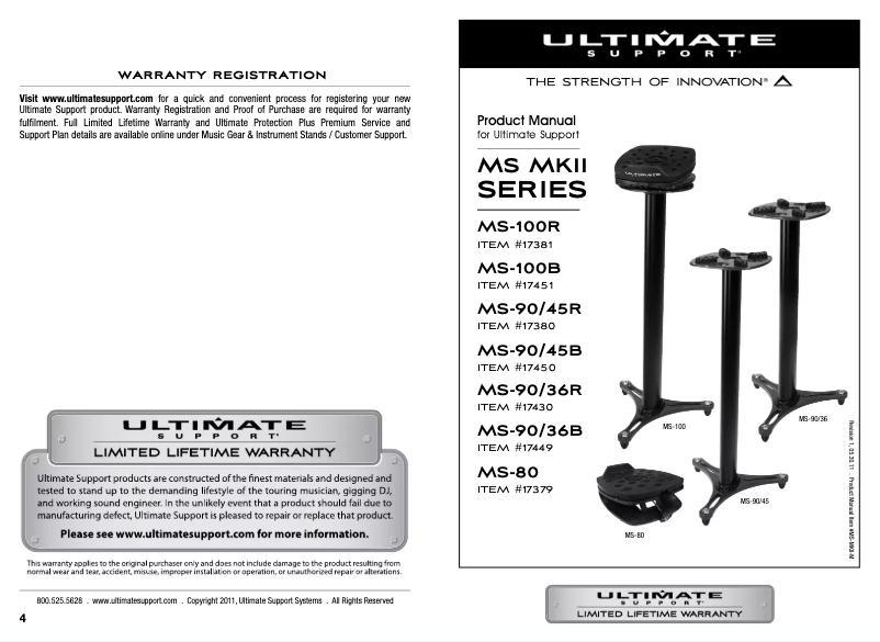 Page 1 de la notice Manuel utilisateur Ultimate Support MS-90/45