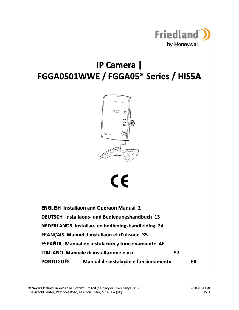 Page 1 de la notice Manuel utilisateur Friedland FGGA0501WWE