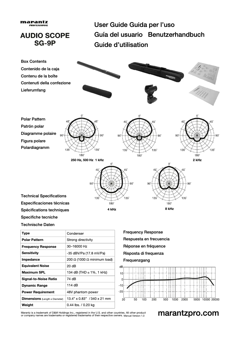 Page 1 de la notice Manuel utilisateur Marantz Audio Scope SG-9P