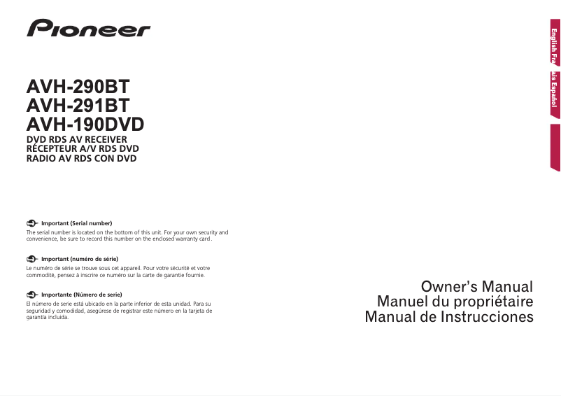 Page n°1 - Manuel utilisateur Pioneer AVH-291BT
