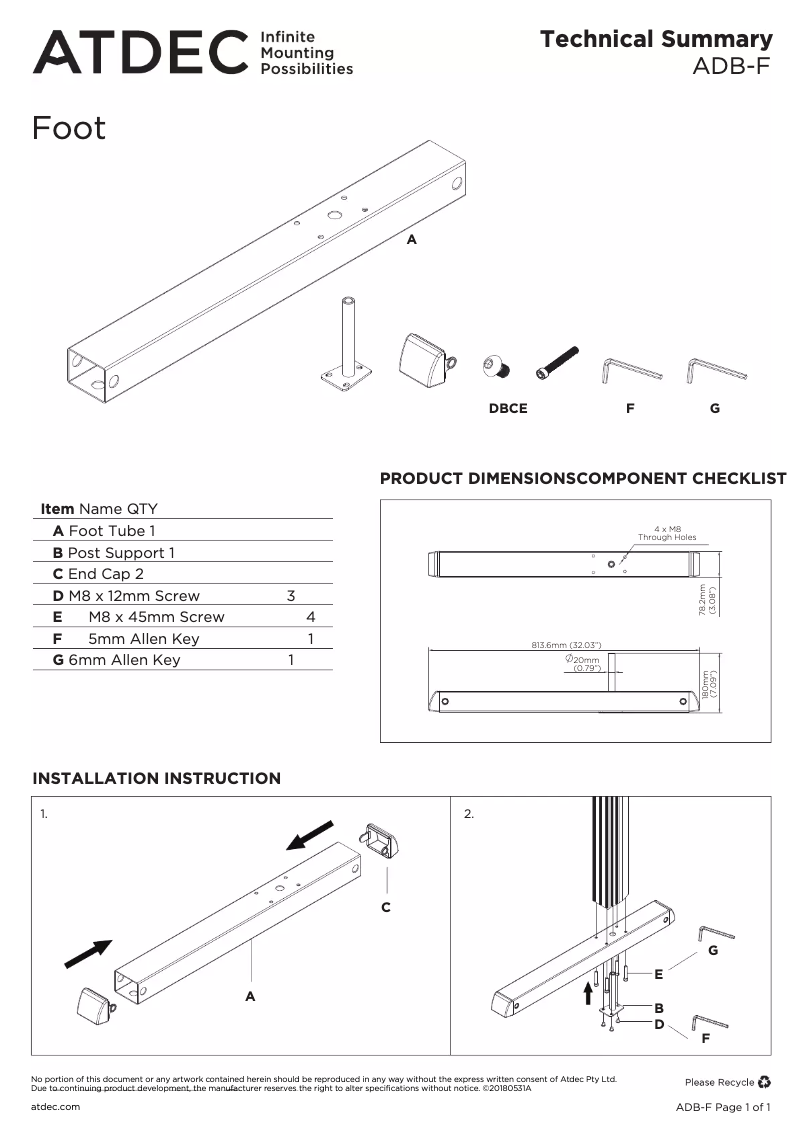 Page n°1 - Manuel utilisateur Atdec ADB-F