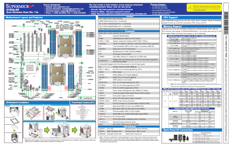 Page n°1 - Guide de démarrage rapide Supermicro X12DAI-N6