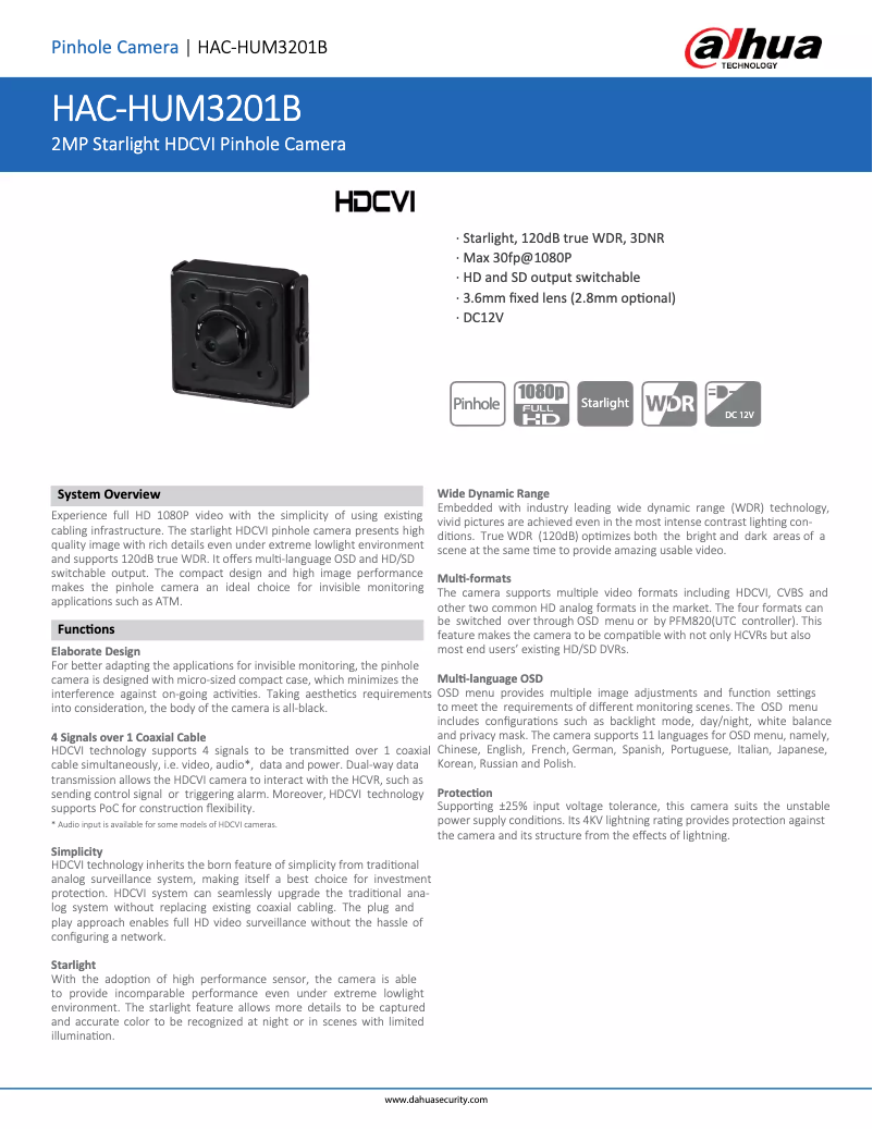 Image de la première page du manuel de l'appareil HAC-HUM3201B