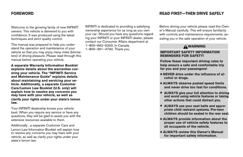 Imagen de la primera página del manual del dispositivo QX56 (2009)