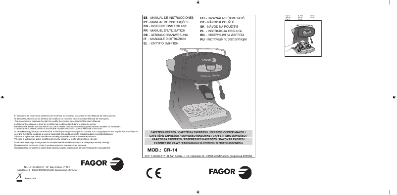 Page n°1 - Manuel utilisateur Fagor CR-14