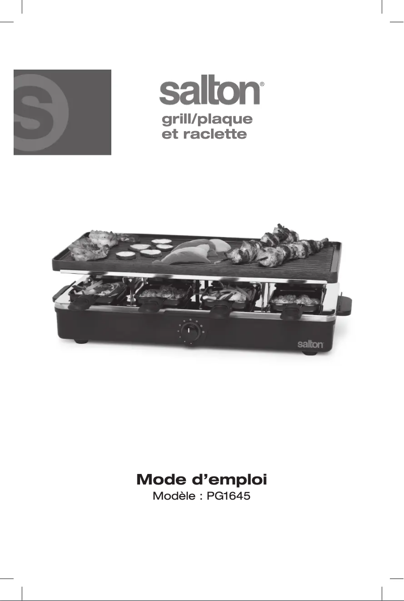 Page 1 de la notice Manuel utilisateur Salton PG1645
