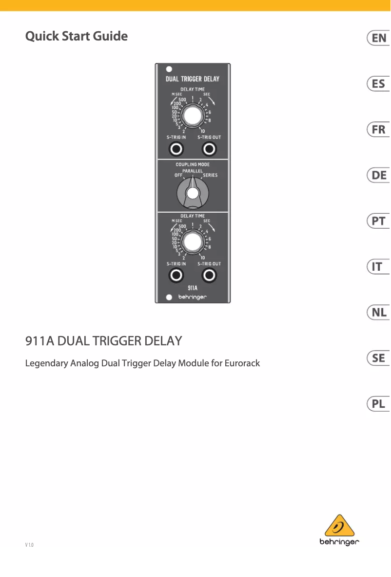Page n°1 - Guide de démarrage rapide Behringer 911A Dual Trigger Delay