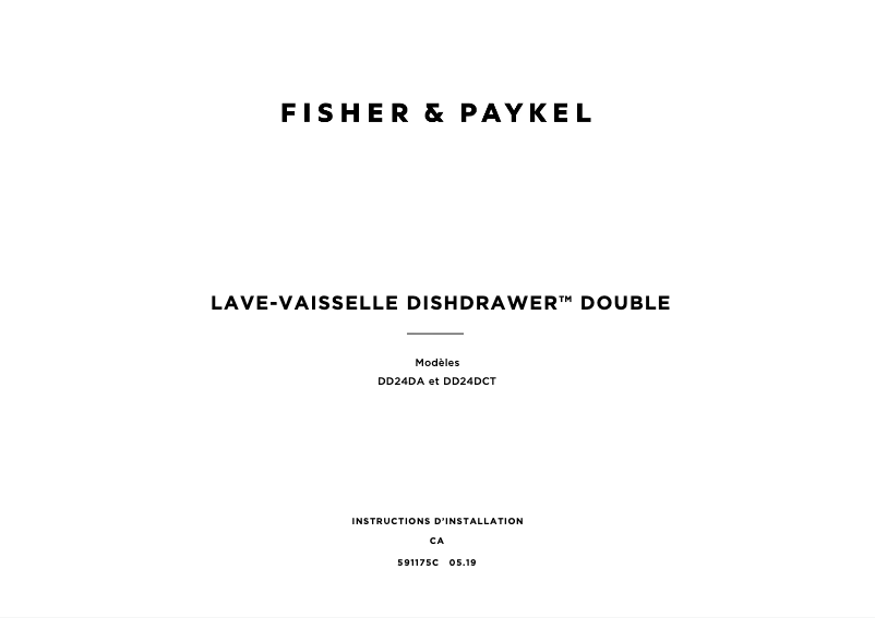 Page n°1 - Guide d'installation Fisher & Paykel DD24DAX9 N