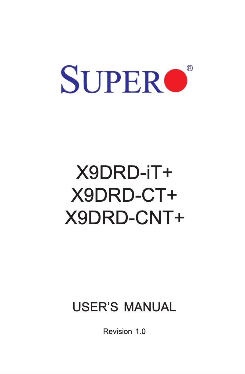 Page n°1 - Manuel utilisateur Supermicro X9DRD-CT+