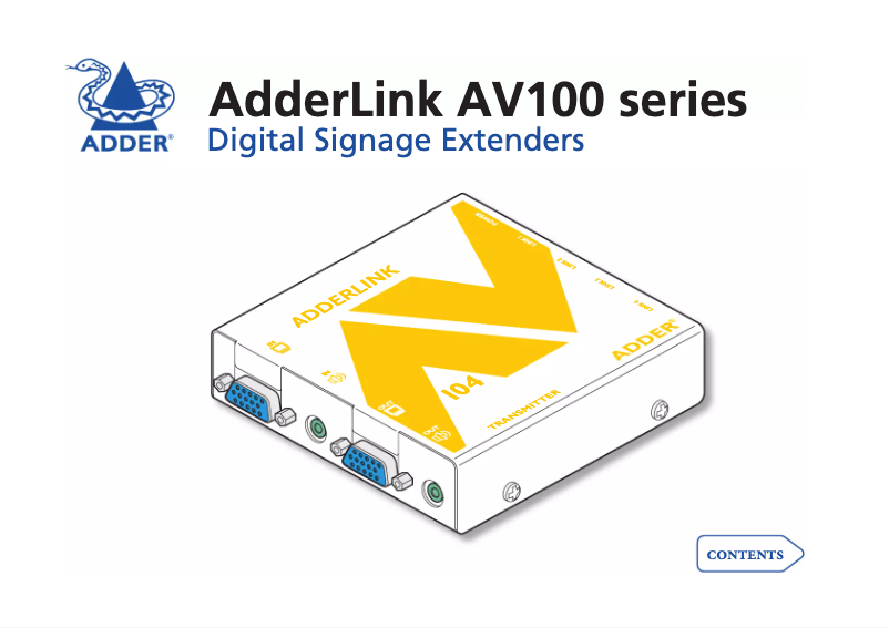 Page n°1 - Manuel utilisateur Adder AV100