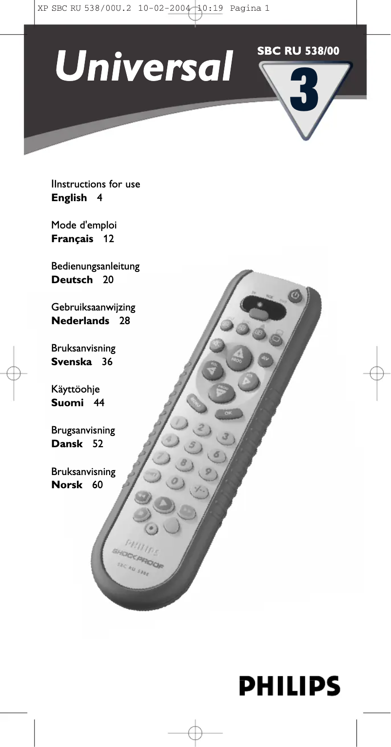 Image de la première page du manuel de l'appareil SBC RU 538