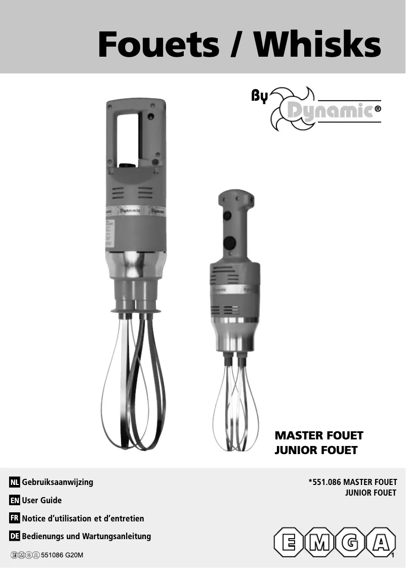 Page n°1 - Manuel utilisateur Dynamic Master 551086