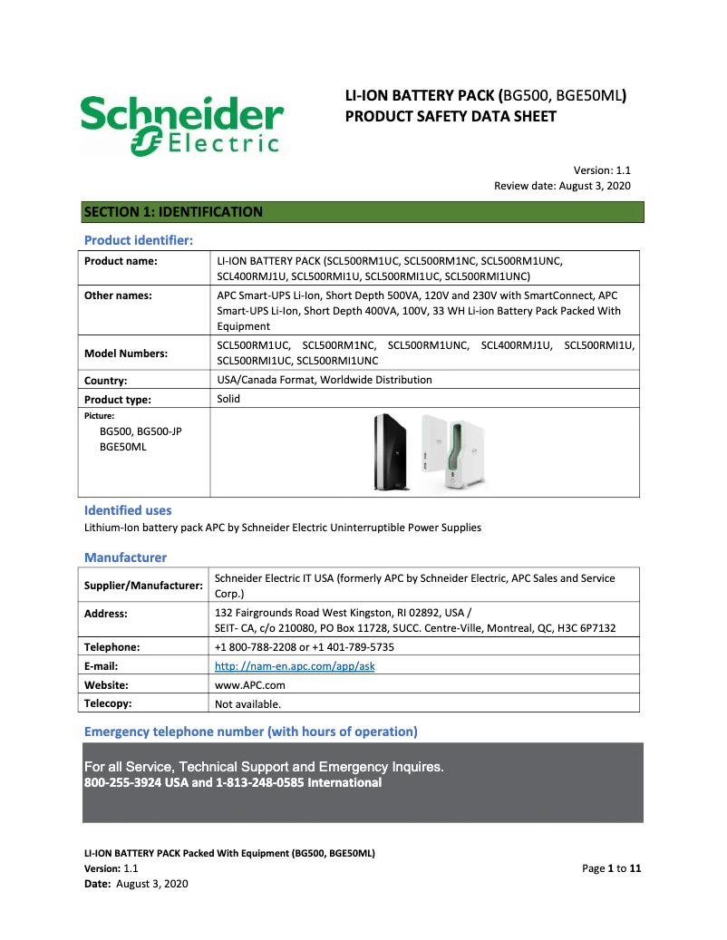 Page n°1 - Instructions de sécurité APC Back-UPS Pro 500