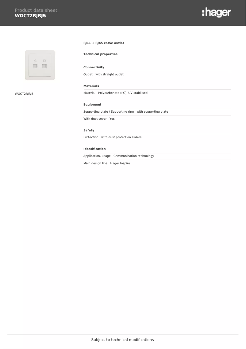 Image de la première page du manuel de l'appareil WGCT2RJRJ5