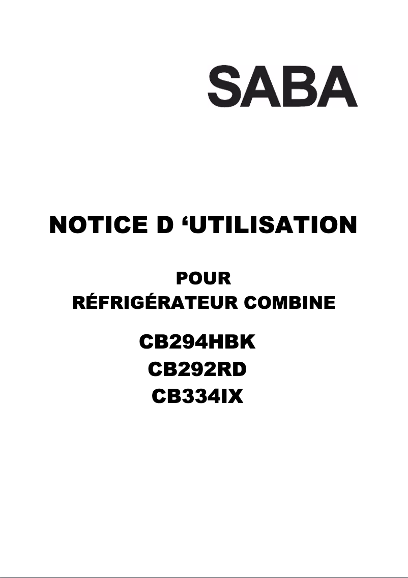 Page 1 de la notice Manuel utilisateur Saba CB334IX