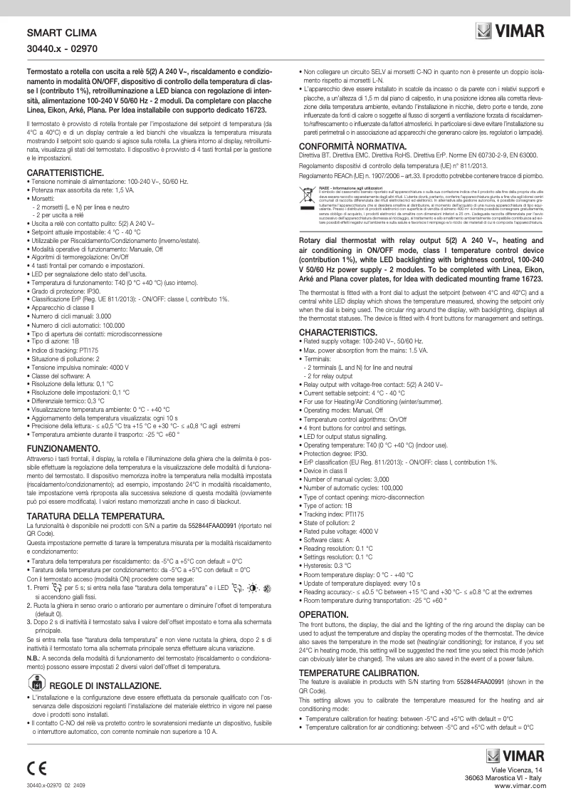 Page n°1 - Manuel utilisateur Vimar 30440.C