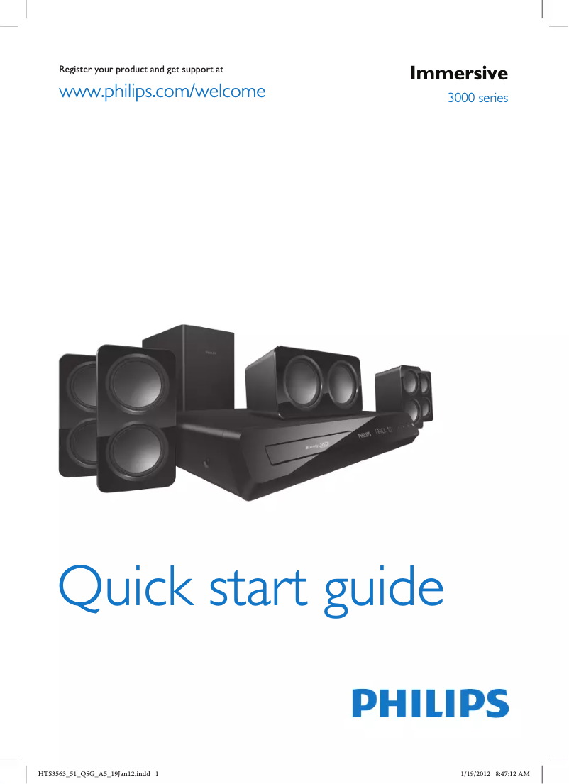 Page n°1 - Guide de démarrage rapide Philips HTS3563