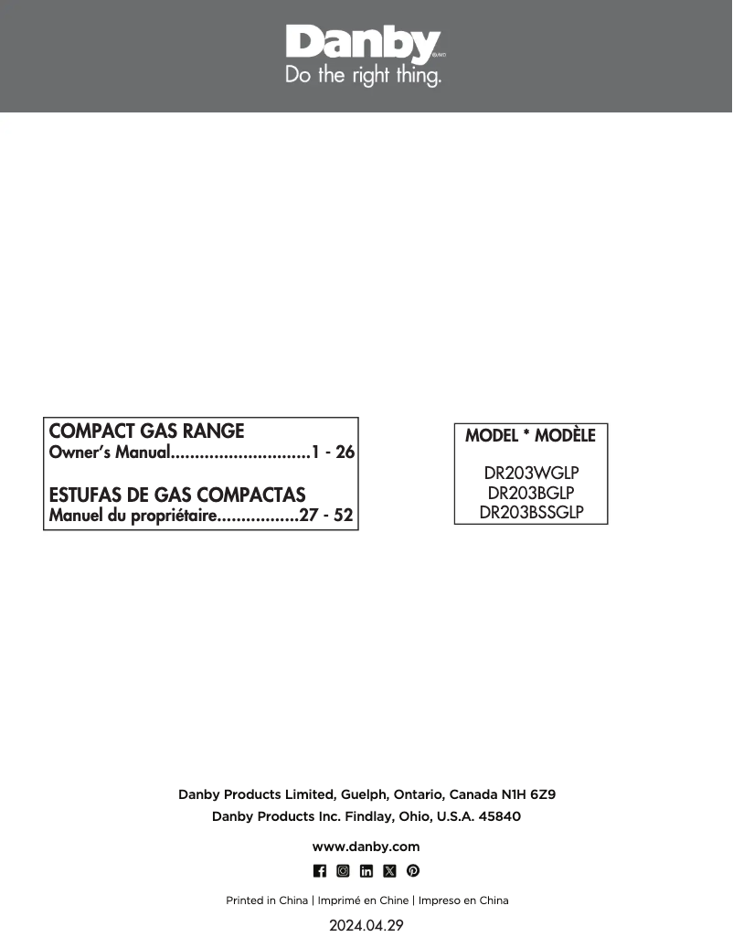 Image de la première page du manuel de l'appareil DR203BGLP