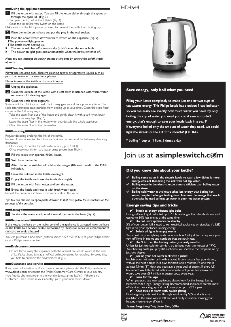 Page n°1 - Manuel utilisateur Philips HD4644