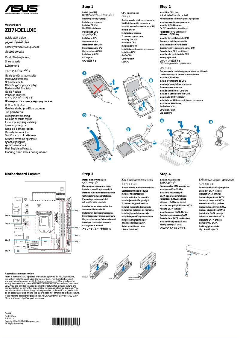 Page 1 de la notice Manuel utilisateur Asus Z87I-DELUXE