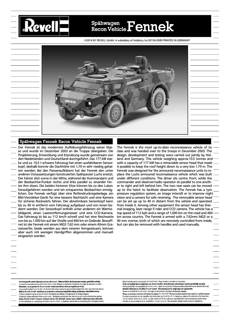 Image de la première page du manuel de l'appareil Recon vehicle FENNEK
