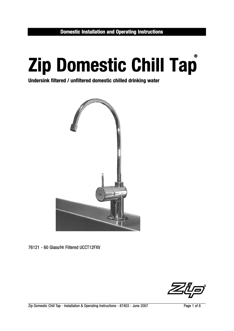Página 1 del manual Manual de usuario Zip Domestic Chill Tap