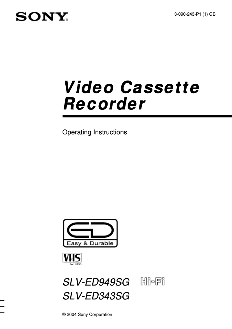 Page 1 de la notice Manuel utilisateur Sony SLV-ED343ME