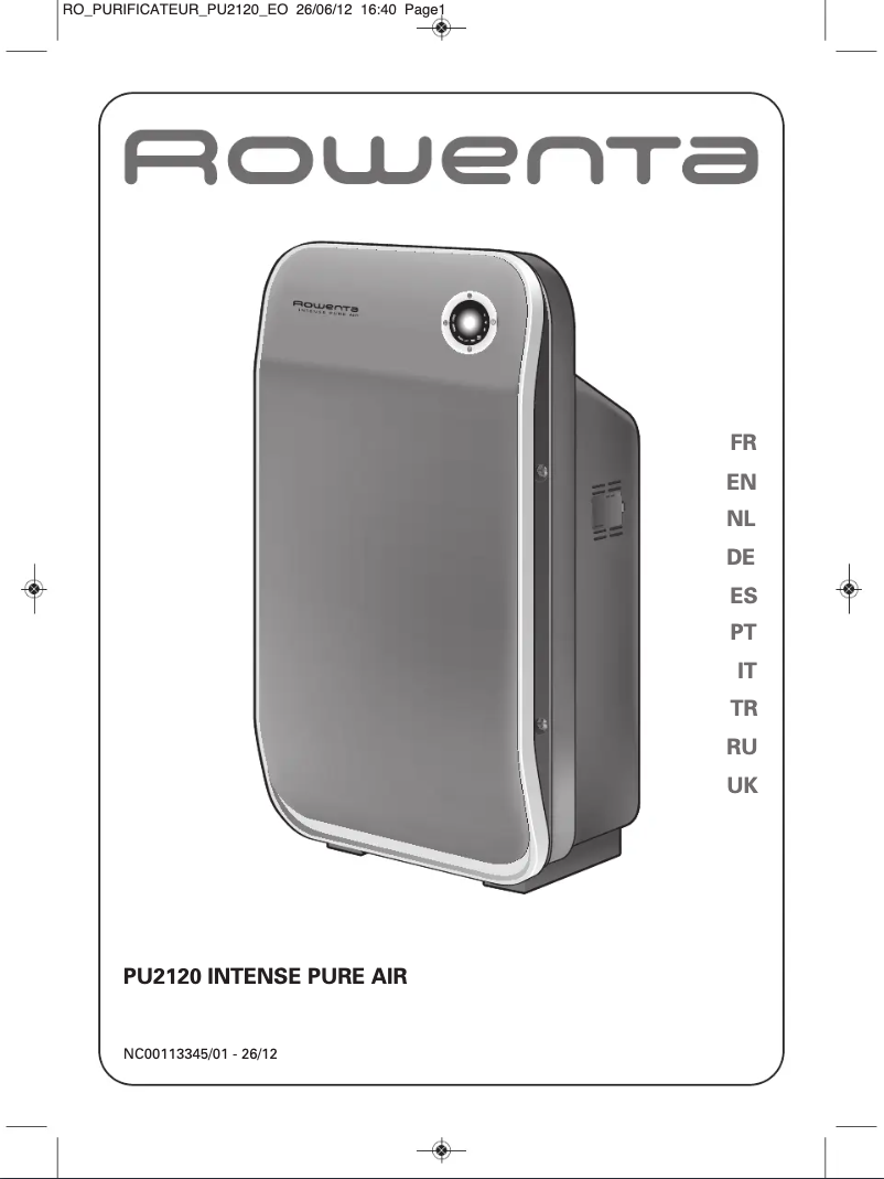 Page 1 de la notice Manuel utilisateur Rowenta Intense Pure Air PU2120