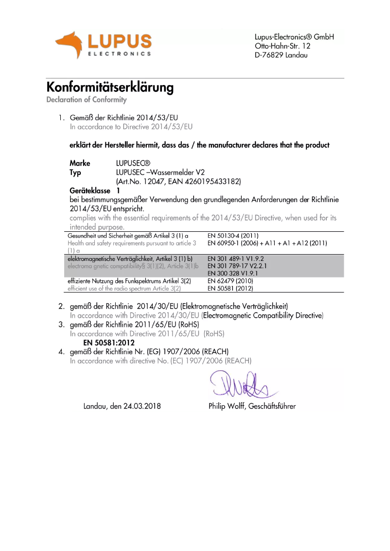 Page n°1 - Manuel utilisateur Lupus Electronics 12047